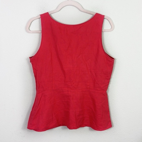 J. Crew Red Sleeveless Cotton Linen Blend  Peplum Top Blouse size 6 - Picture 7 of 7